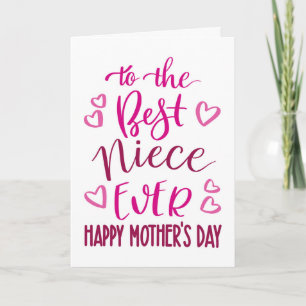 Best Niece Ever Mother's Day Typography in Pink Card