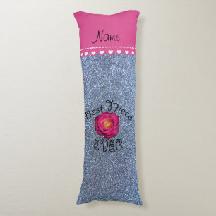 Best niece ever pink rose pastel blue glitter body pillow