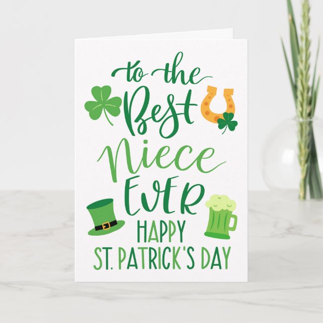 Best Niece Ever St Patrick's Day Typography Card (Front)
