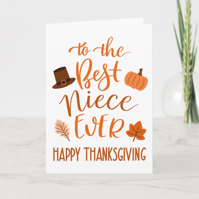 Best Niece Ever Thanksgiving Day in Orange Card (Front)
