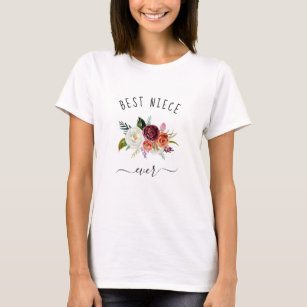 Best Niece Ever   Trendy Burgundy Boho Floral T-Shirt