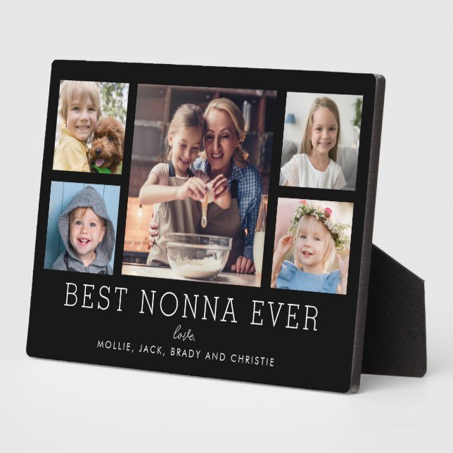 Best Nonna Ever 5-Photo Collage Keepsake Custom Plaque (Side)