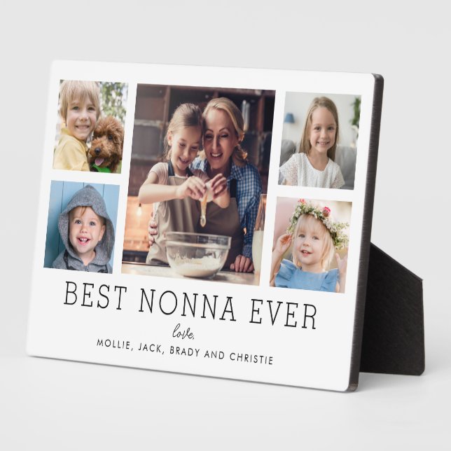 Best Nonna Ever 5-Photo Collage Keepsake Custom Plaque (Side)