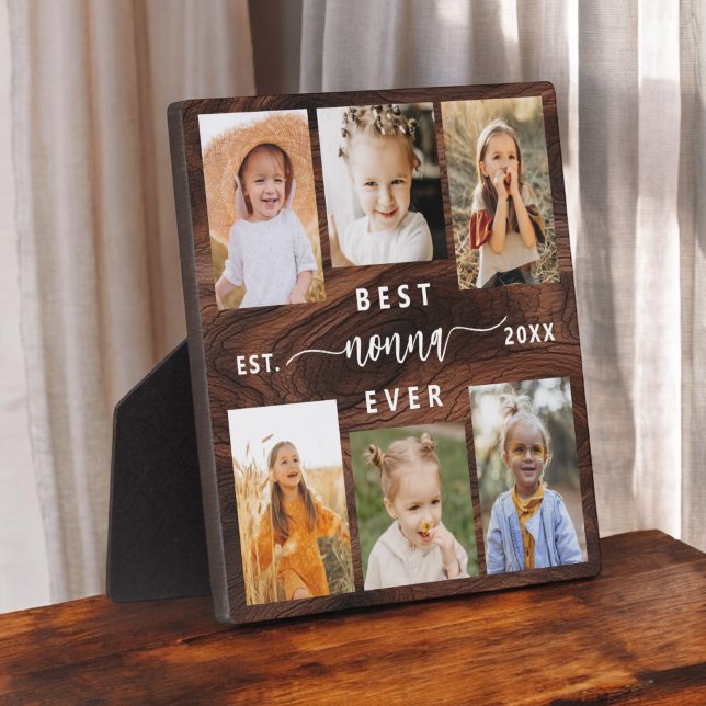 Best Nonna Ever - Grandchildren Wood Photo Collage Plaque (Creator Uploaded)