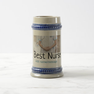 Best nurse add photo name text medical doctor hosp beer stein