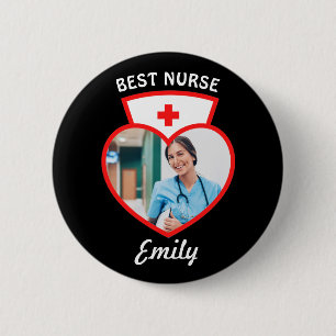 Best Nurse Cute Birthday Gift Add Your Photo Name  2 Inch Round Button