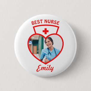 Best Nurse Cute Birthday Gift Add Your Photo Name 2 Inch Round Button