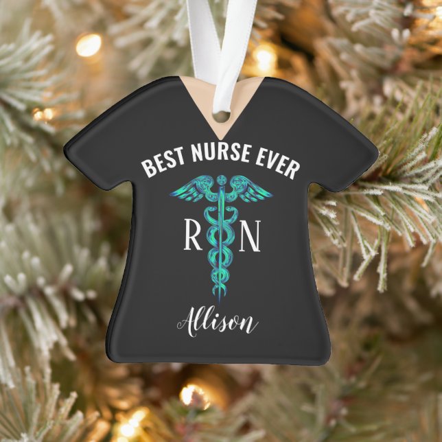 Best Nurse Ever Medical Caduceus Personalized Ornament (Tree)