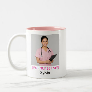 Best Nurse Ever Personalized Photo Two-Tone Coffee Mug