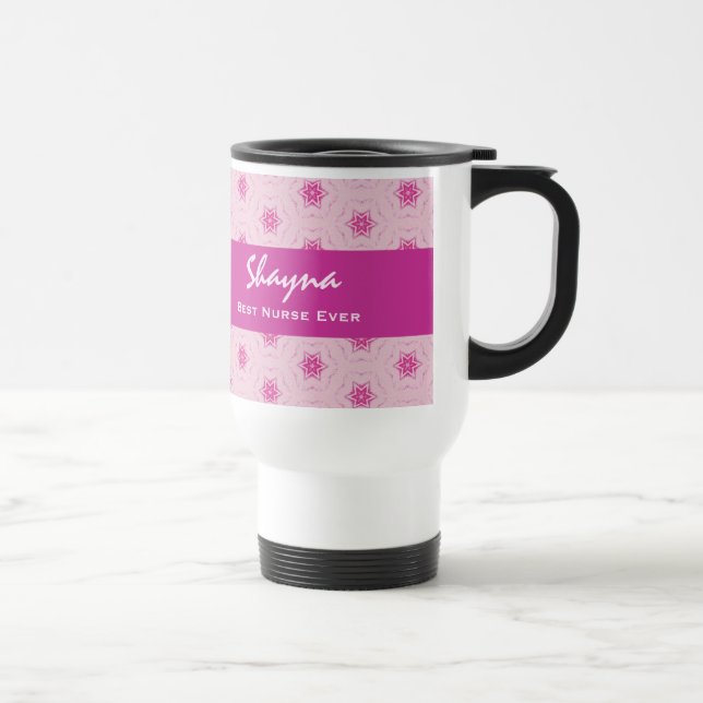 Best NURSE Ever Pink Star Pattern V3 Travel Mug (Right)