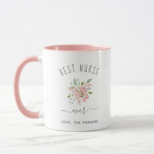 Best Nurse Ever   Pretty Elegant Pink Roses Mug