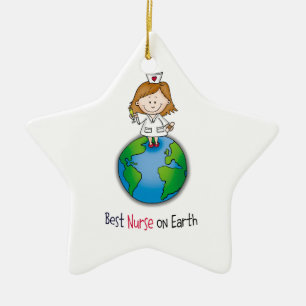 Best Nurse on Earth - Nurses Day - Nurses Week Ceramic Ornament