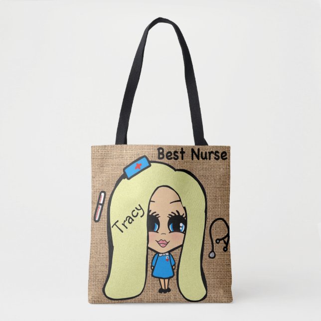 Best Nurse Tote - Personalized Caricature Bag (Front)