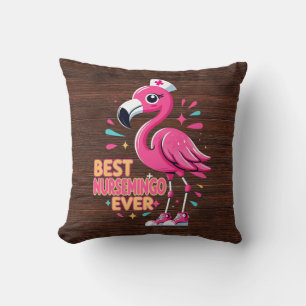 Best Nursemingo Ever Nurse Flamingo Lover Throw Pillow