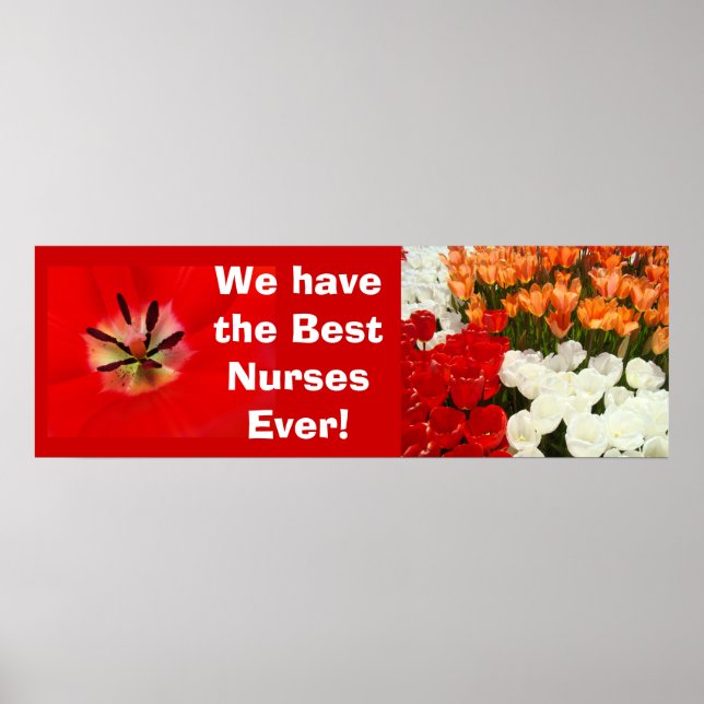 Best Nurses Ever poster banner Tulip Flowers (Front)