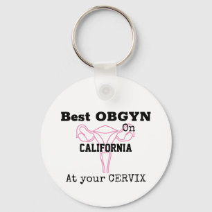 Best OBGYN on Town or City Name Gynecologist Keychain