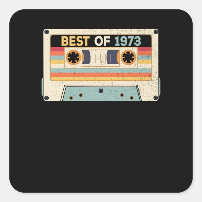 Best Of 1973 Birthday Cassette Tape Square Sticker (Front)