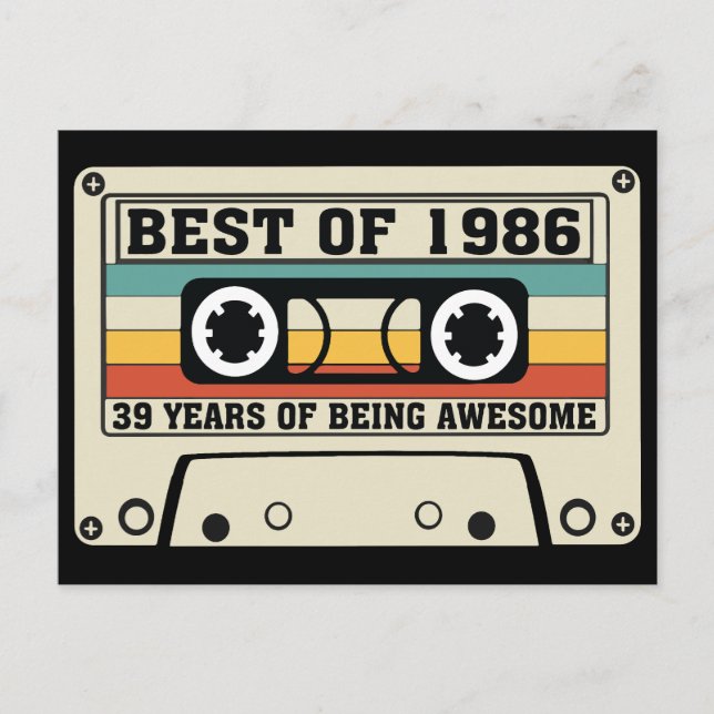 Best of 1986 39 years of being awesome holiday postcard (Front)