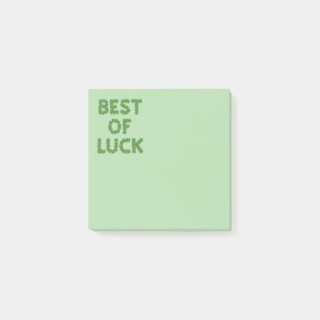 Best of Luck Clovers Greeting Post-it Notes (Front)