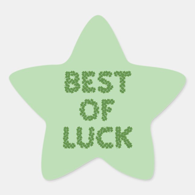 Best of Luck Clovers Greeting Star Sticker (Front)