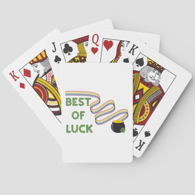 Best of Luck Greeting with Clovers and Rainbow Playing Cards (Back)