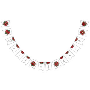 Best of Luck. Mandala in red Bunting Flags