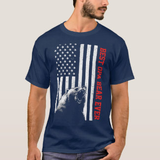Best Opa Bear Ever USA American Flag Father's Day  T-Shirt