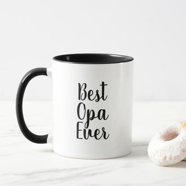 Best Opa Ever Calligraphy Mugs Simple modern (With Donut)
