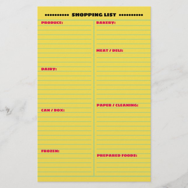 Best Organized 2-Sided Shopping List Flyer (Front)