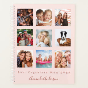 Best organized mom photo family  blush pink 2022 planner