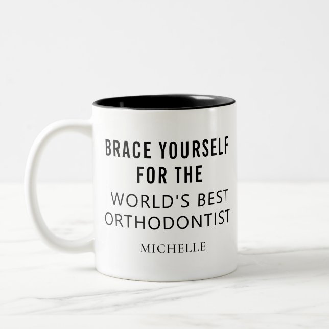 Best Orthodontist Personalized Professional Name Two-Tone Coffee Mug (Left)