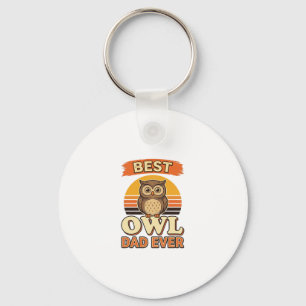 Best Owl Dad Ever Vintage Engraving Shirt Design_1 Keychain