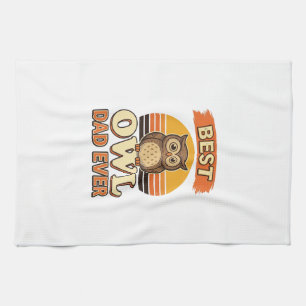 Best Owl Dad Ever Vintage Engraving Shirt Design_1 Kitchen Towel