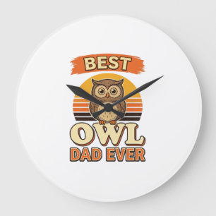 Best Owl Dad Ever Vintage Engraving Shirt Design_1 Large Clock