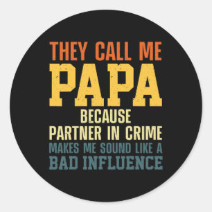 Best Papa Art For Grandpa From Grandkids Father's Classic Round Sticker