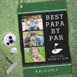 BEST PAPA BY PAR 3 Photo Collage Personalized Golf Towel<br><div class="desc">Personalized photo golf towel with 3 pictures for the golfer grandfather or dad called PAPA with the suggested editable funny golf saying BEST PAPA BY PAR (or change to your custom text) in an editable black, green and white colour scheme. Add a name, monogram or a special message at the...</div>