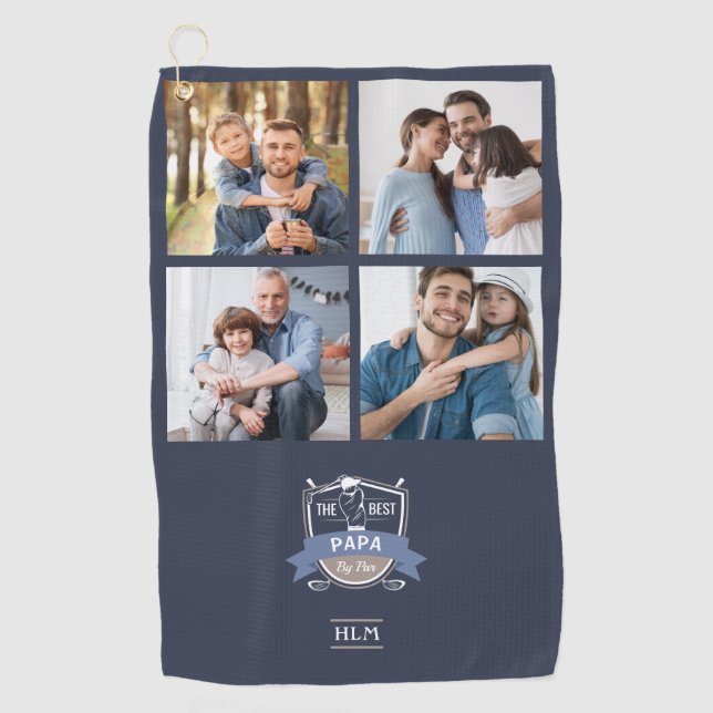 Best Papa By Par Personalized Photos Golf Towel (Front)