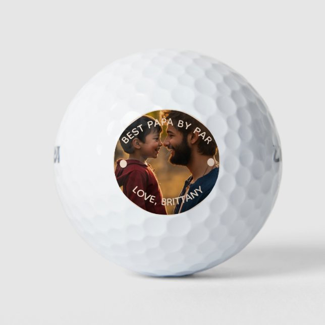 BEST PAPA BY PAR Photo Personalized Golf Balls (Front)