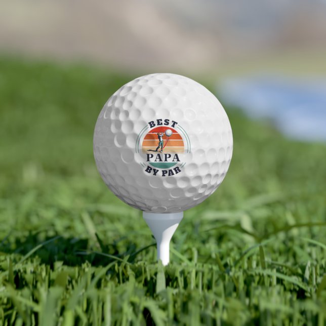 Best Papa By Par Retro Birthday Golfing Dad Golf Balls (Best Papa Golf Lover Fathers Day Golf Balls)