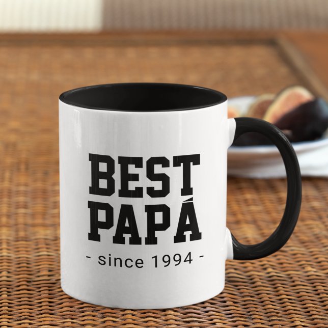 Best Papa Established Date Year Typography Mug (Creator Uploaded)
