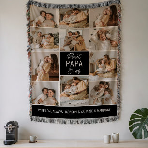 Best Papa Ever 11 Photo Throw Blanket
