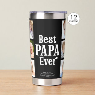 Best Papa Ever 12 Photos Custom Colours Insulated Tumbler