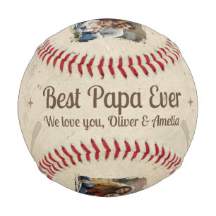 Best Papa Ever 2 Photo Keepsake Gift Baseball