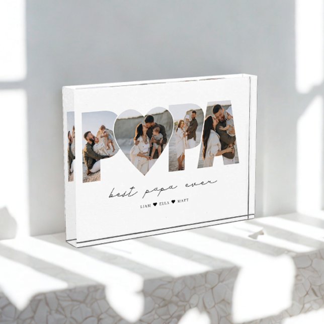 Best Papa Ever 4 Photo Collage for Dad or Grandpa Block (Creator Uploaded)