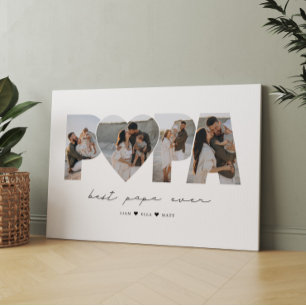 Best Papa Ever 4 Photo Collage for Dad or Grandpa Canvas Print