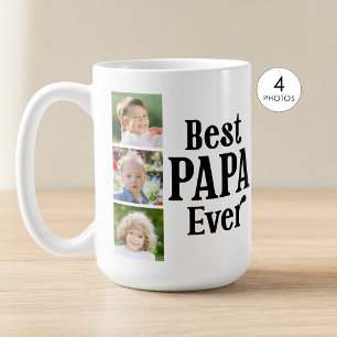 Best Papa Ever 4 Photo Personalized Coffee Mug
