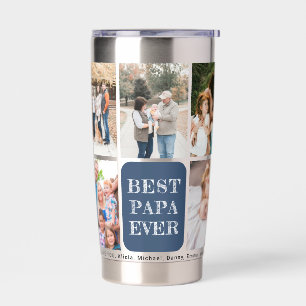 Best papa ever 9 photo collage personalized insulated tumbler