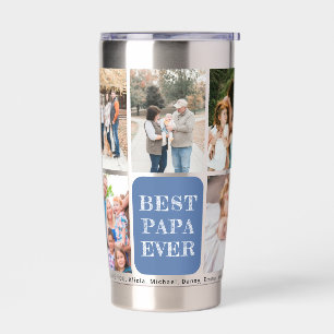 Best papa ever 9 photo collage personalized insulated tumbler