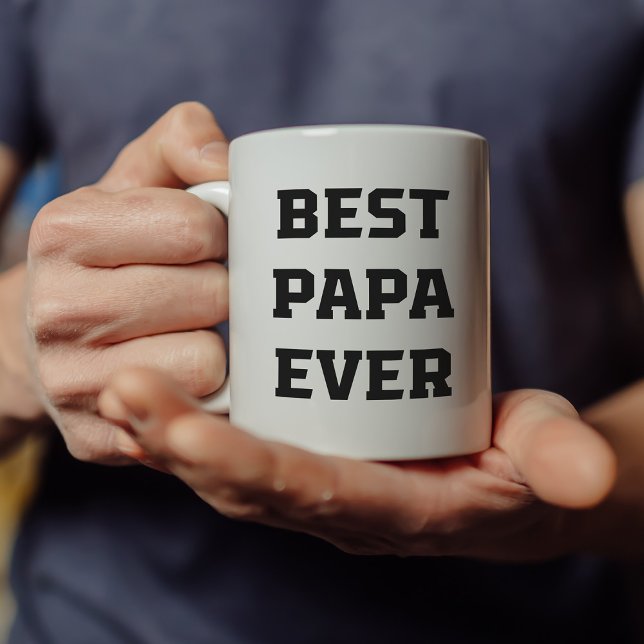 Best Papa Ever | Bold Modern Text and Photo Coffee Mug (Creator Uploaded)