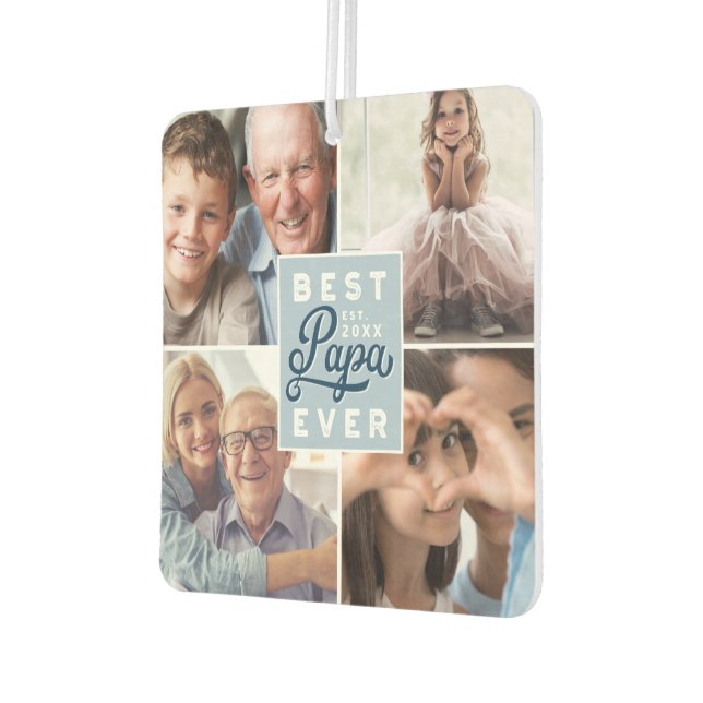 Best Papa Ever Custom Four Photo Family Collage Air Freshener (Left)